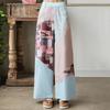 ZANZEA Women Casual Print Patchwork Loose Straight Trousers