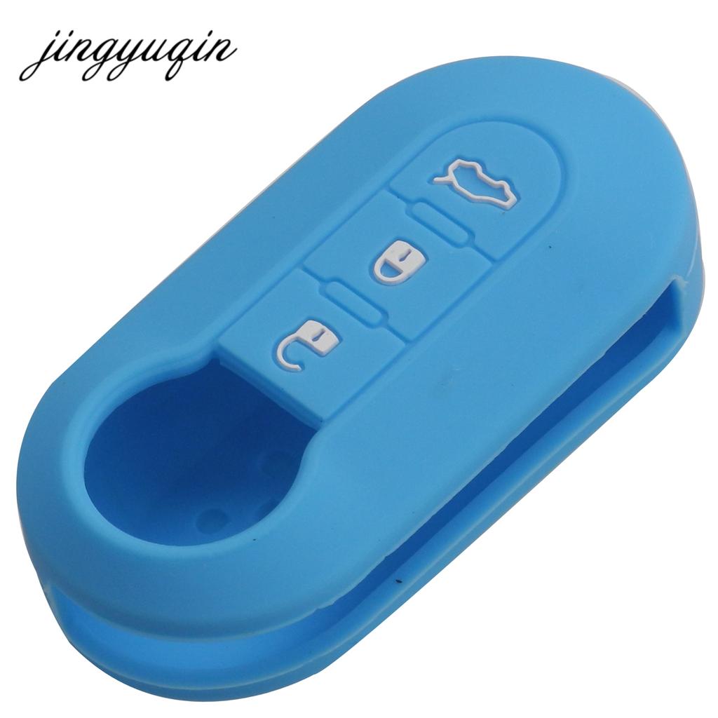 Jingyuqin Silikonhülle Gummi Klappschlüssel Fernbedienung Gehäuse 3 Tasten für FIAT 500 Klappautoschlüssel Anhänger Hülle