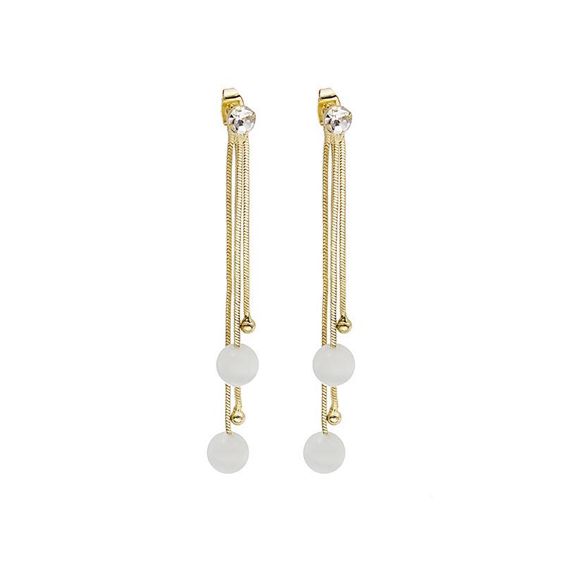 Geometric Tulip Cat's Eye Stone Earrings with 925 Silver Needle