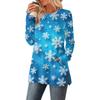 Women's Christmas Printed Round-neck Long-sleeved Top With Pockets And Side Slits