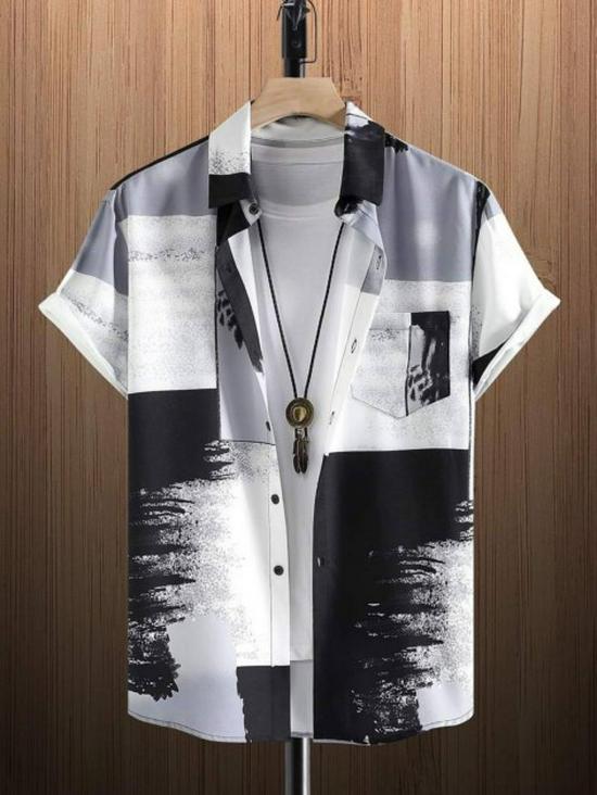 Camicia Casual da Uomo a Maniche Corte a Righe Primavera 2025