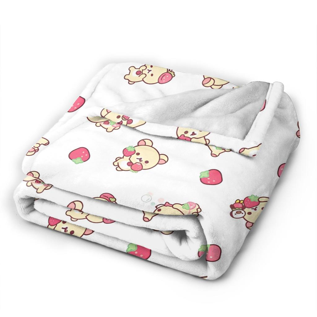Rilakkuma Korilakkuma Cute Bear Flannel Blankets Kiiroitori Cartoon Funny Throw Blanket for Home 125*100cm Lightweight