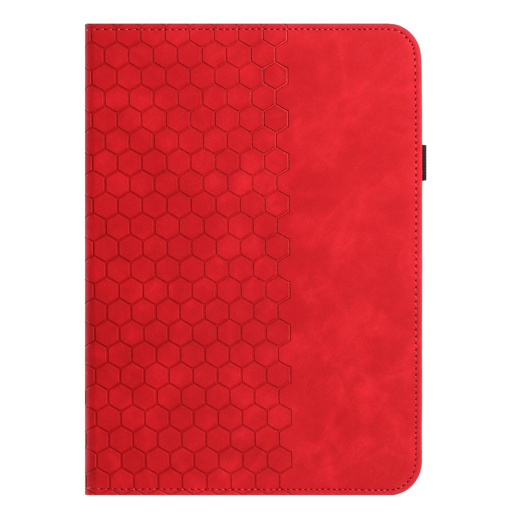For iPad 10.9 (2022) Leather Case Rotatable Honeycomb Imprinted Shockproof Tablet Cover with Stand