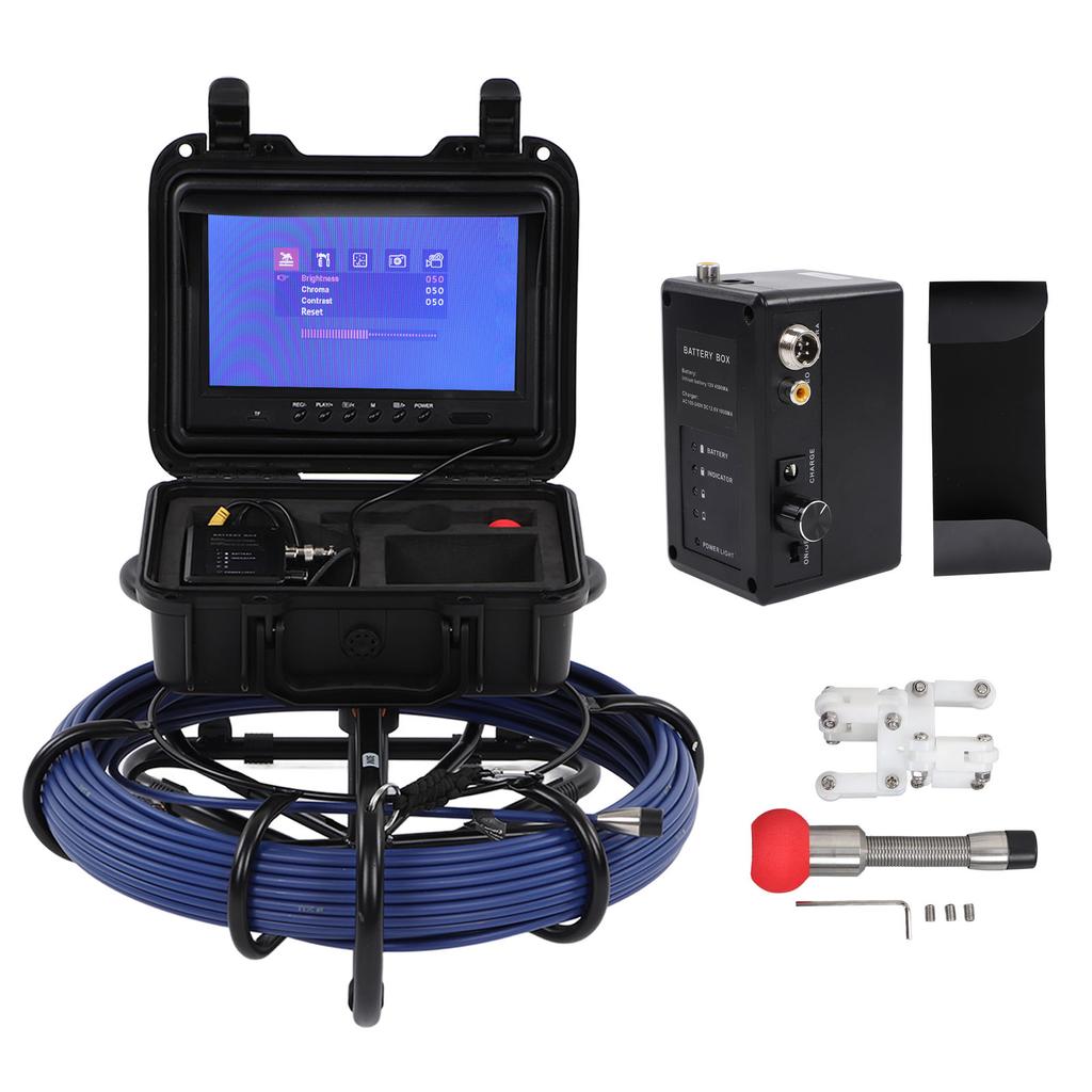 9in Sewer Camera HD Flexible LCD Display Pipe Inspection Camera with LED Lights for Pipelines Wastewater System DC 12V