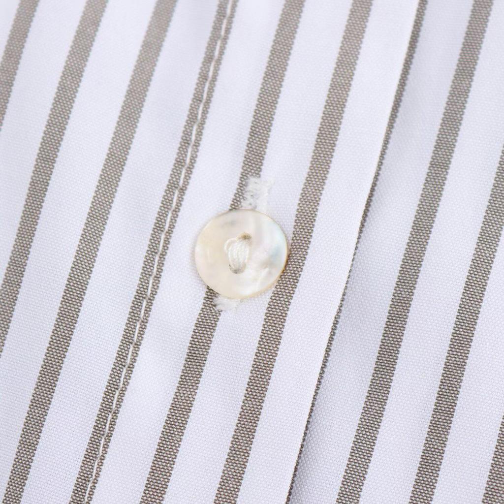 Spring 2025 Women's European & American Style Striped Long Sleeve Casual Shirt with Turn-Down Collar