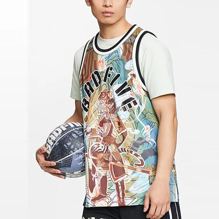 Li Ning Tiger Mountain Series Basketball Black Full Print Sleeveless Vest Men Tops AAYS005-1