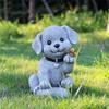 Solar Powered Animal Ornaments Creative Courtyard Balcony Garden Puppy Resin Decorative Garden Statue Ornaments