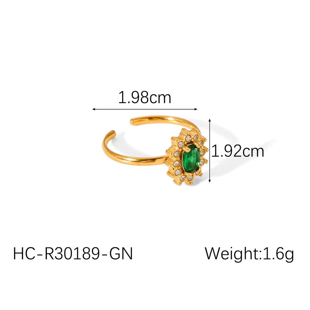 Light Luxury Zircon Inlaid Titanium Steel Ring, Non-fading French Style High-end Stainless Steel Open Band