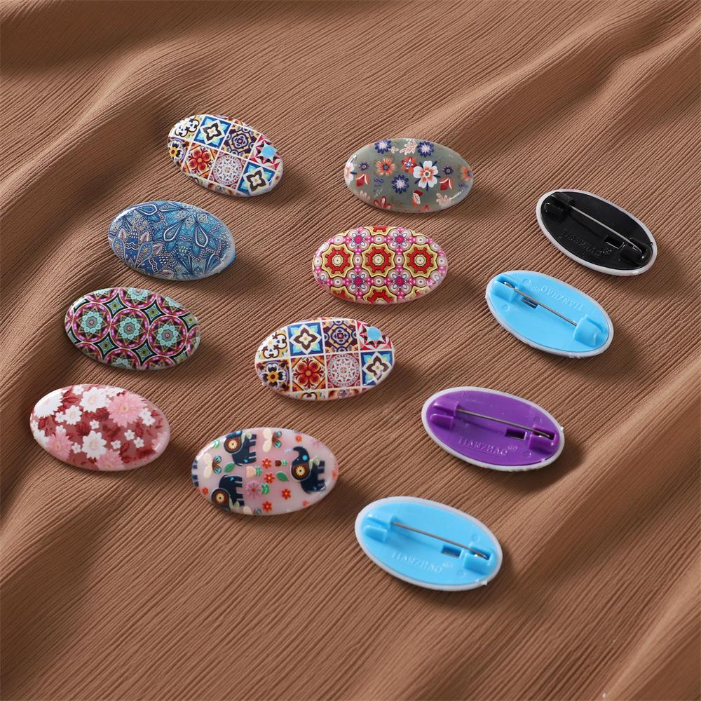 3 Pcs/Set Printed Oval Safety Pins Hijab Clips Headscarf Shawl Scarf Lady Muslim Fixed Pins Silk Scarf Buckle Random Color