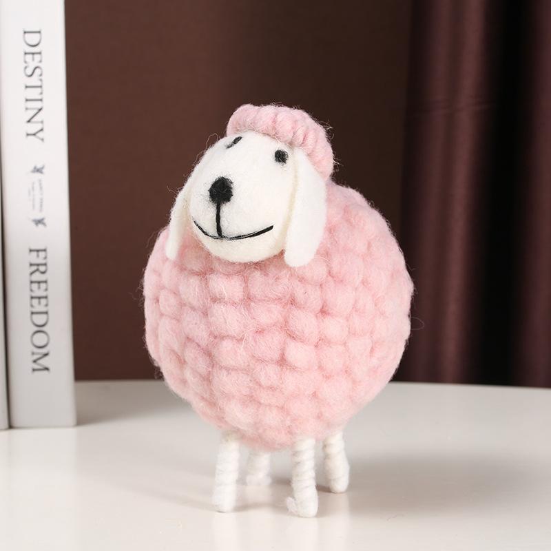 Colorful Sheep Figurines for The Living Room TV Cabinet, Cartoon Heart-shaped Sheep Small Figurine, Children's Room Decoration Item