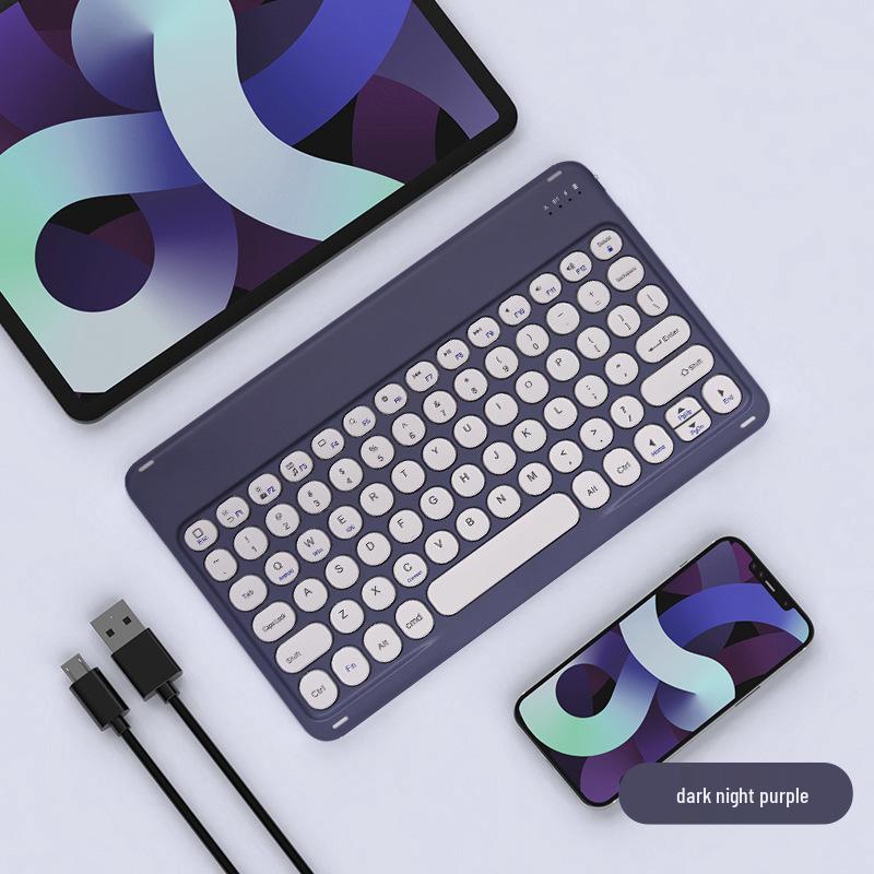 Wireless Bluetooth Keyboard with Round Keycaps for Apple & Huawei Tablets/Phones