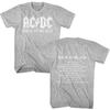 AC/DC Back In Black Album Crew Neck Grey Heather T-Shirt