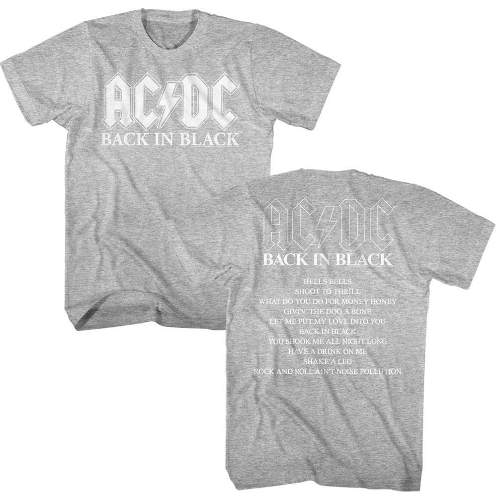 AC/DC Back In Black Album Crew Neck Grey Heather T-Shirt