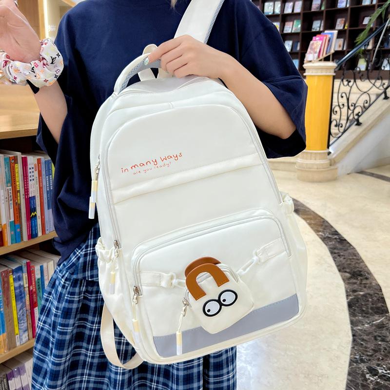High value Korean version ins schoolbag Large capacity Junior high school student High school backpack Girls travel backpack Student schoolbag белый
