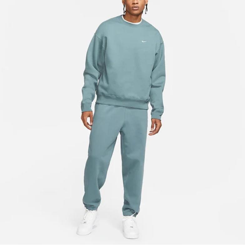 Nike Logo Print Crewneck Long Sleeve Sweatshirt Men Sweatshirt Blue-Green CV0554-387