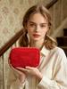 Rotes Samt Chanel Make-up Tasche Marke Beauty Accessoire, Tragbare Reißverschluss Kosmetiktasche Reise Wasch Organizer für Lippenstift Ohrhörer Karte Schlüssel Aufbewahrung