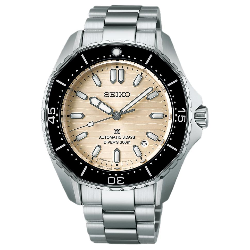 SEIKO Prospe 300m Waterproof Automatic/Manual Mechanical Movement Stainless Steel Strap Watch 41.3mm SPB481 Yellow Watch Dial