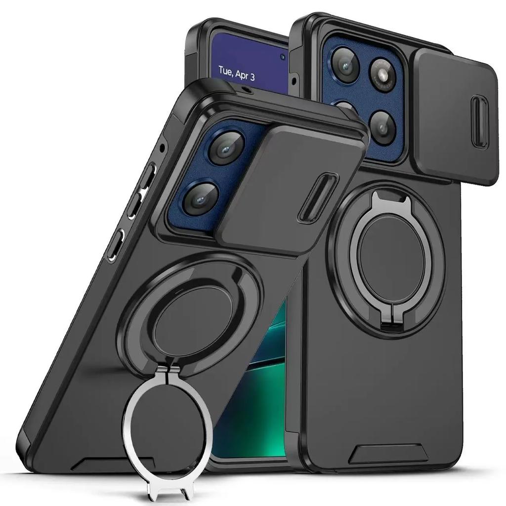 Shockproof Magnetic Phone Case for Motorola moto G 5G G Stylus Power play 5G 2025 Slide Camera Lens Ring Stand Protect Cover