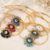 Artistic Glass Bead Eye Charm Bracelet Adjustable Length for Women Men Daily Wear Jewelry Handmade Wrist Accessories