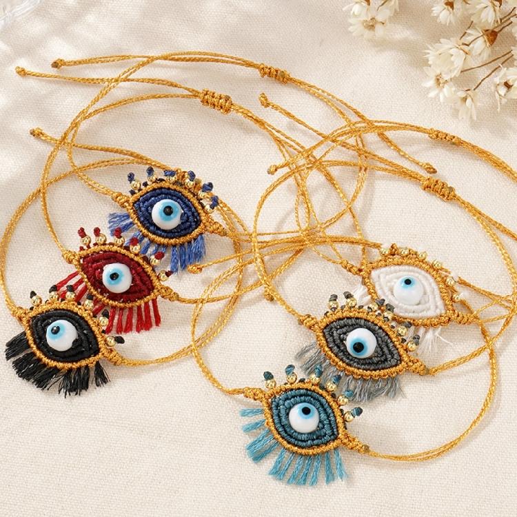 Artistic Glass Bead Eye Charm Bracelet Adjustable Length for Women Men Daily Wear Jewelry Handmade Wrist Accessories