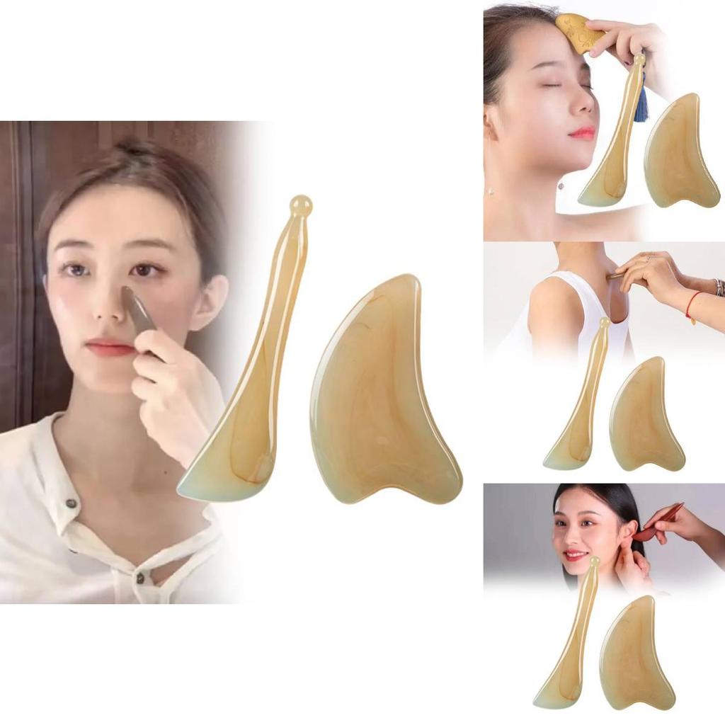Premium Gua Sha Brett aus natürlichem Harz für Gesichts- und Halsmassage mit dickem Design