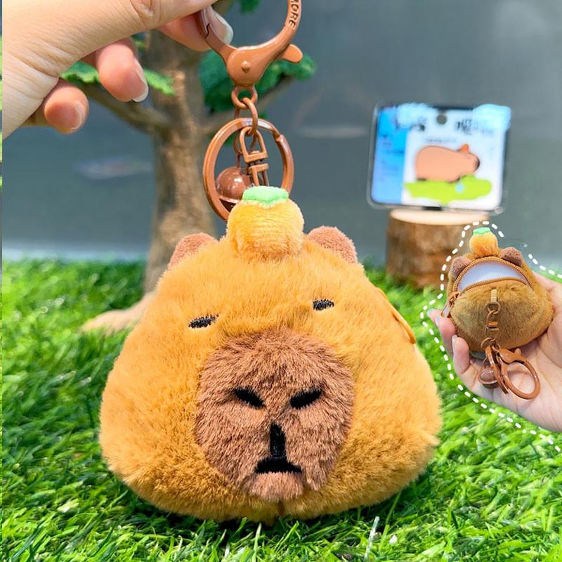 Capybara Cartoon Plush Wallet Earphone Bag Keychain Small Pendant Decorations
