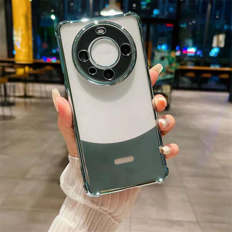 Luxury Electroplated Four Corner Anti Fall Phone Case For Huawei Mate 60 Mate 60 Pro Transparent TPU Shockproof Cover