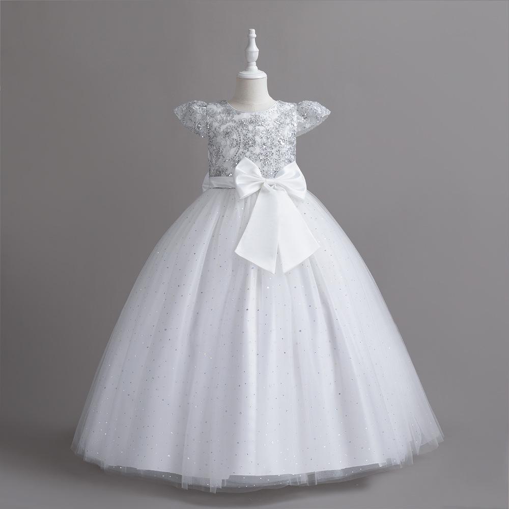 Girls' Sleeveless Sequin Flower Girl & Party Dress - Floor-Length Princess Gown