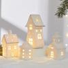 Durable2026 New Christmas Tree Hut Ceramic Villa Creative Luminous Snow House Christmas Scene Arrangement Atmosphere Ornament