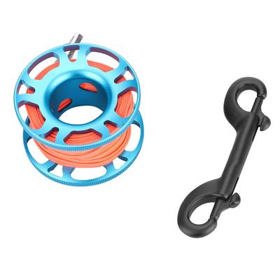 KEEP DIVING Aviation Aluminum Finger Reel Clip Scuba Diving Tech Spool 15m Line(Blue)