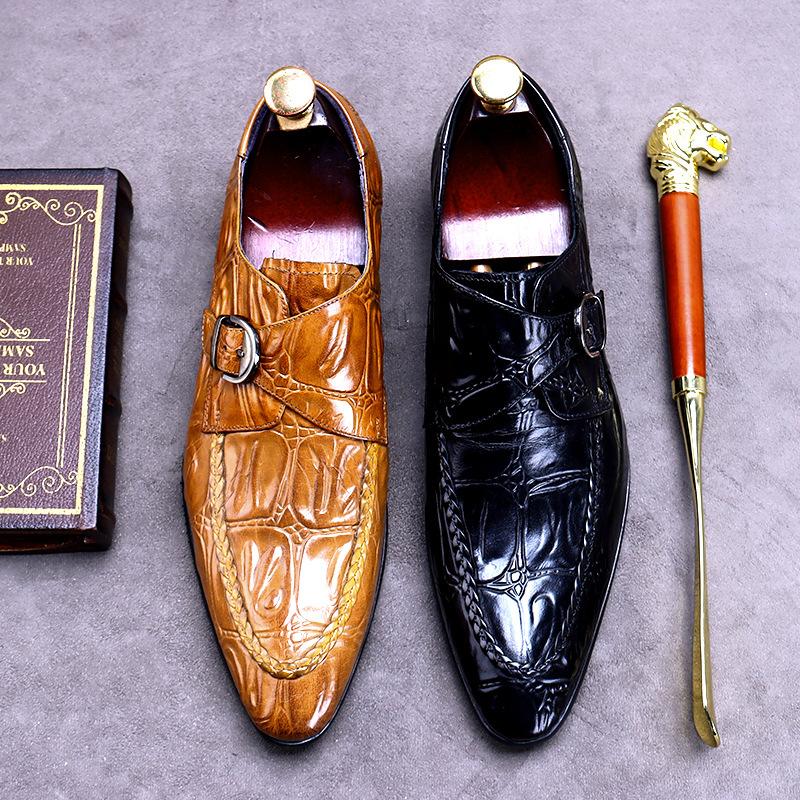 Fashion Men's Shoes Men's Pointed Shoes Business Leather Brock Vintage Gentleman Cowhide Male Genuine Social Shoes