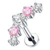 2Pcs Titanium 5 Cz Cluster Climber Stud Earrings 16G Daith Helix Tragus Cartilage Lobe Piercings Flatback Labret Stud Jewelry