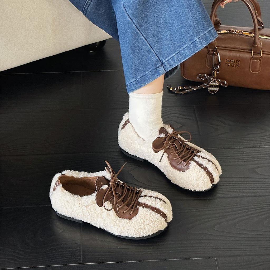 Mao Mao shoes women's new retro soft-soled lace-up flat-soled single shoes fashion big head shoes casual shoes breadboard shoes