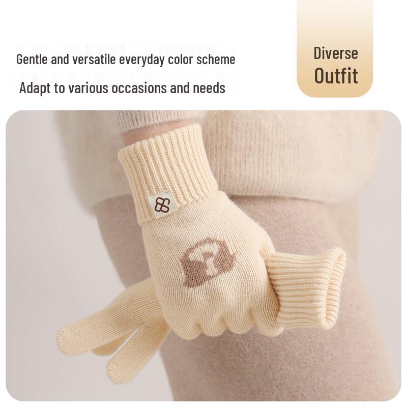 JIUMU Dames Tykke Strikkede Ull Vinterhansker