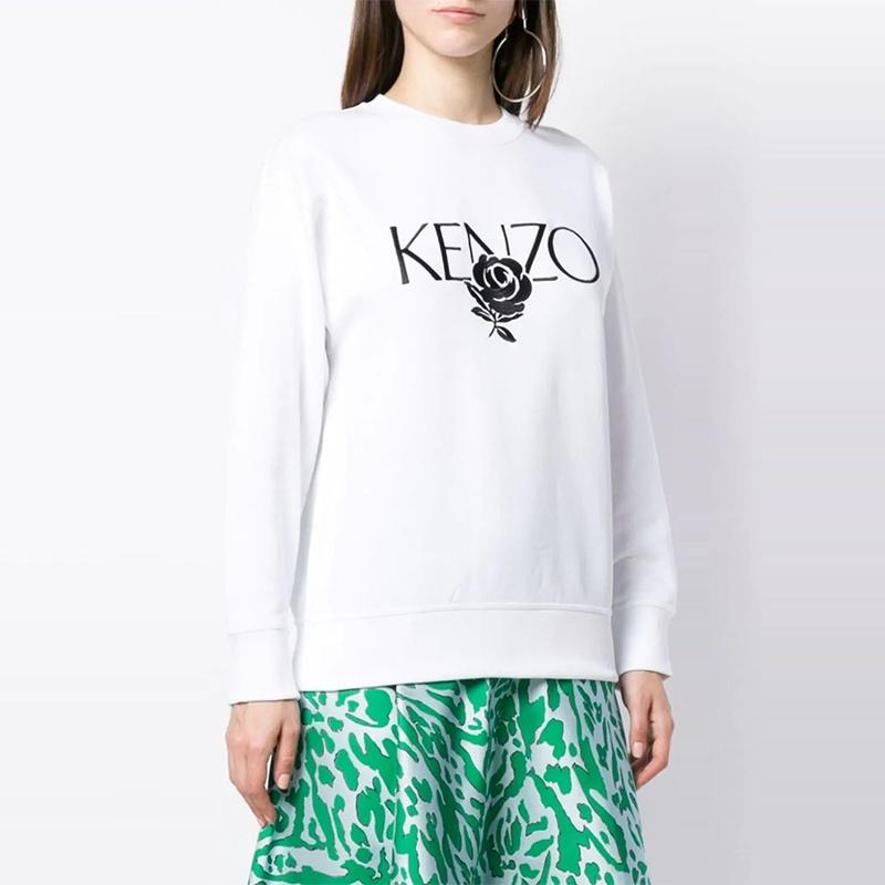 (WMNS) KENZO Printing Round-neck Swea White Women's F952SW779952-01