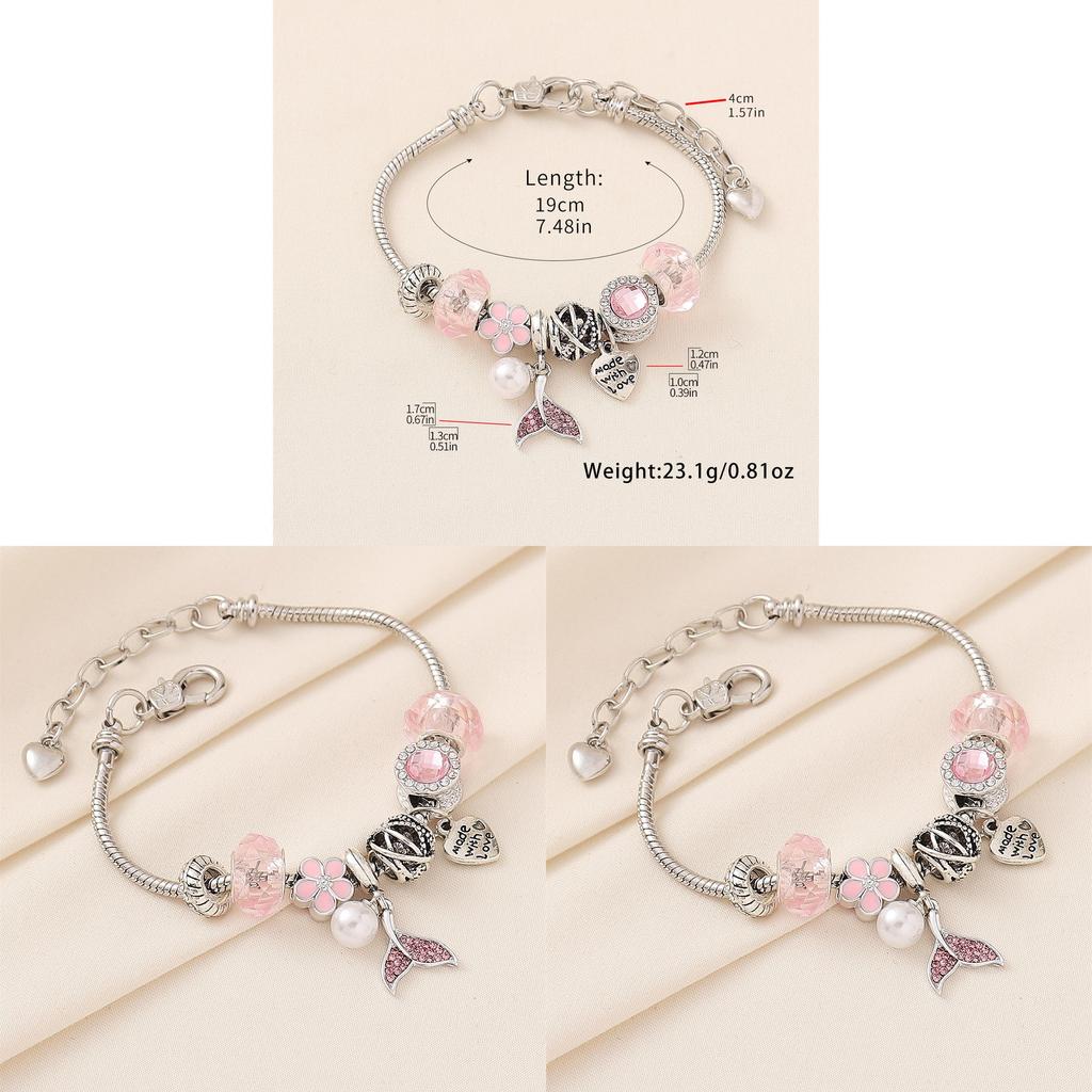 Mermaid Tail Beaded Bracelet With Crystal Accents For Girls Giftgiving