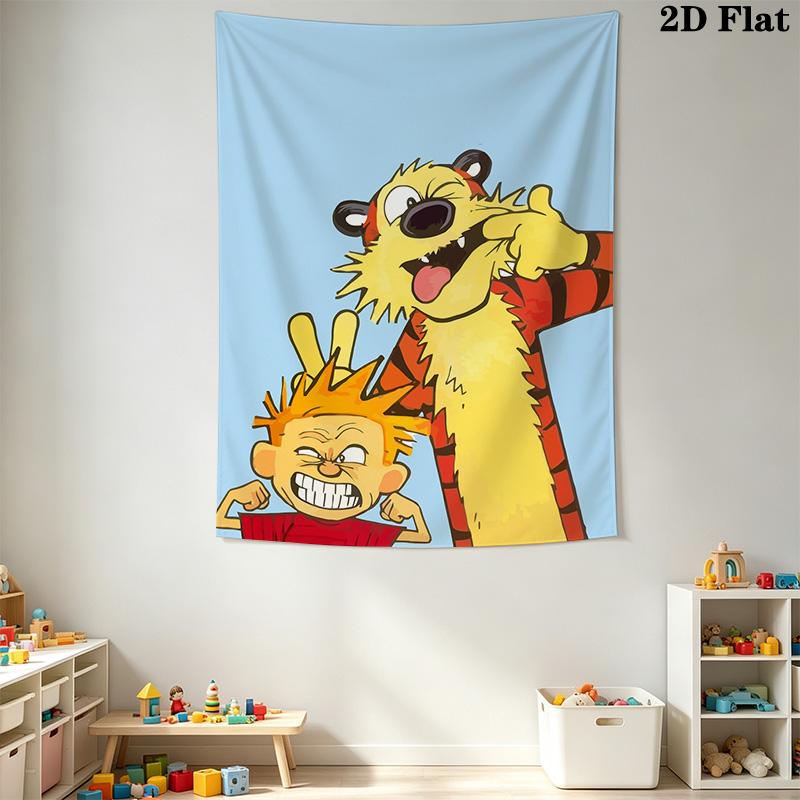 Calvin and Hobbes-inspired Pattern Home Decor Tapestry, Wall Hanging, Decorative RV Wall Cloth.XGT0914378