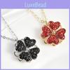 Trendy Gold And Red Four Leaf Clover Necklace For Women With Dazzling Design