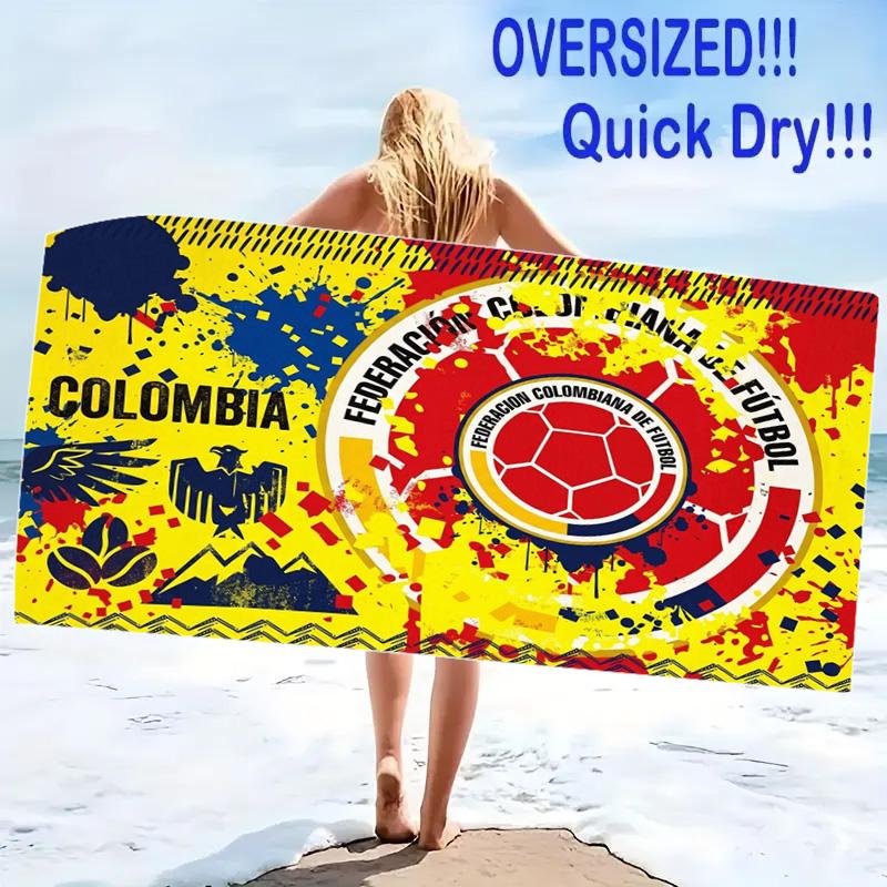 Futbol Colombiano Print Beach Towel, Large Soft Quick Dry Towel for Beach Camping Swimming
