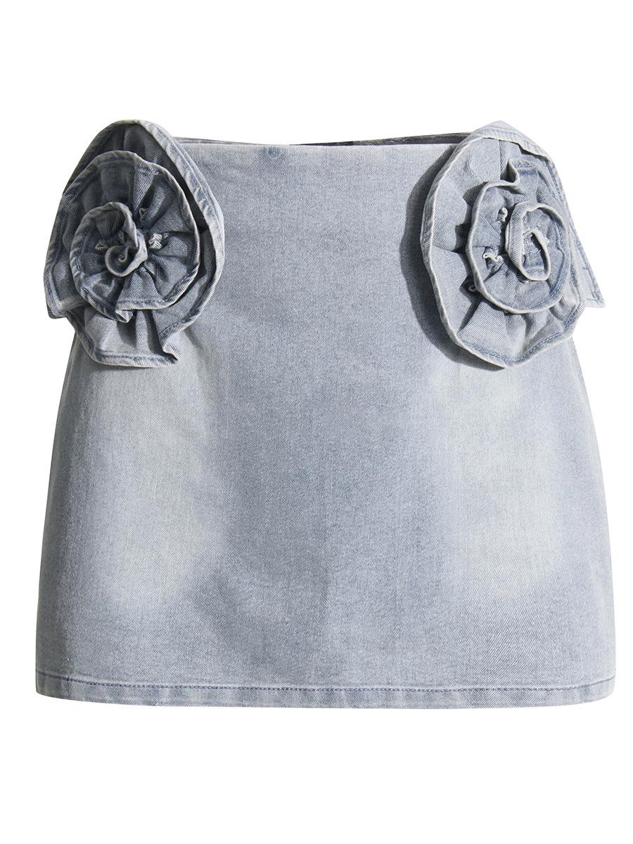 

Весна 2025 г., модный комплект из джинсовой куртки и юбки с цветочным принтом для женщин в европейском и американском стиле M