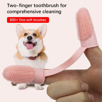 Doppelfinger-Set Haustier-Zahnbürste Mundreinigung Hund Flexibel Langlebig Geschmeidigkeit Zahnbürste Sicher Ungiftig Leicht zu Reinigen Haustierprodukte