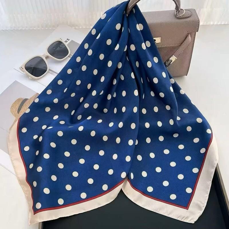 70x70cm Lightweight Cotton Silk Square Scarf With Boho Floral Print Breathable Neck Wrap Women
