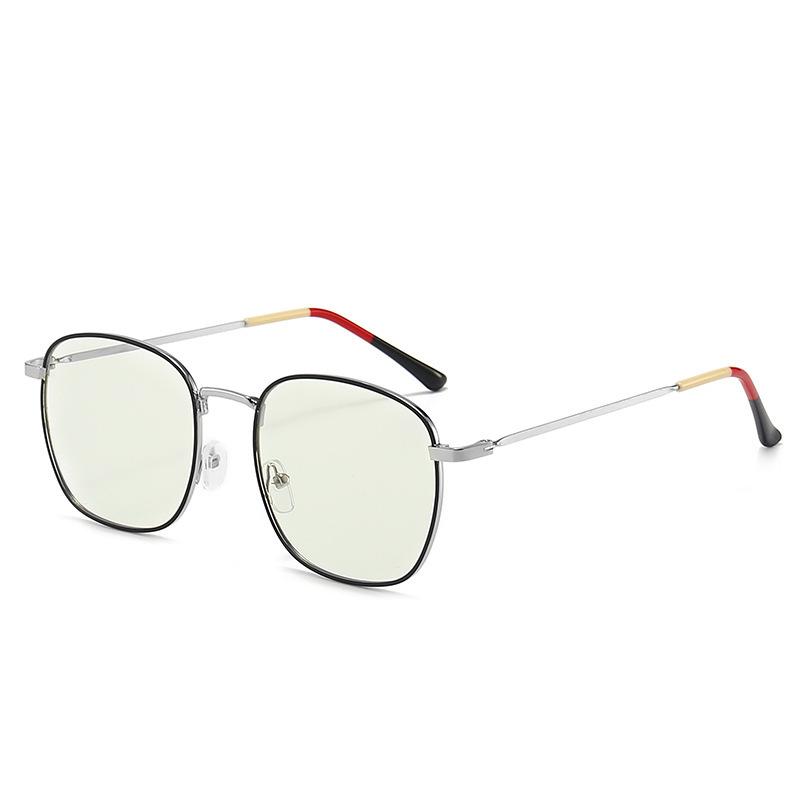 Fashion Anti-Blue Light Color-Changing Glasses, Men'S And Women'S New Metal Tide Glasses Frames, Men'S And Women'S Retro Color-Changing Flat Glasses