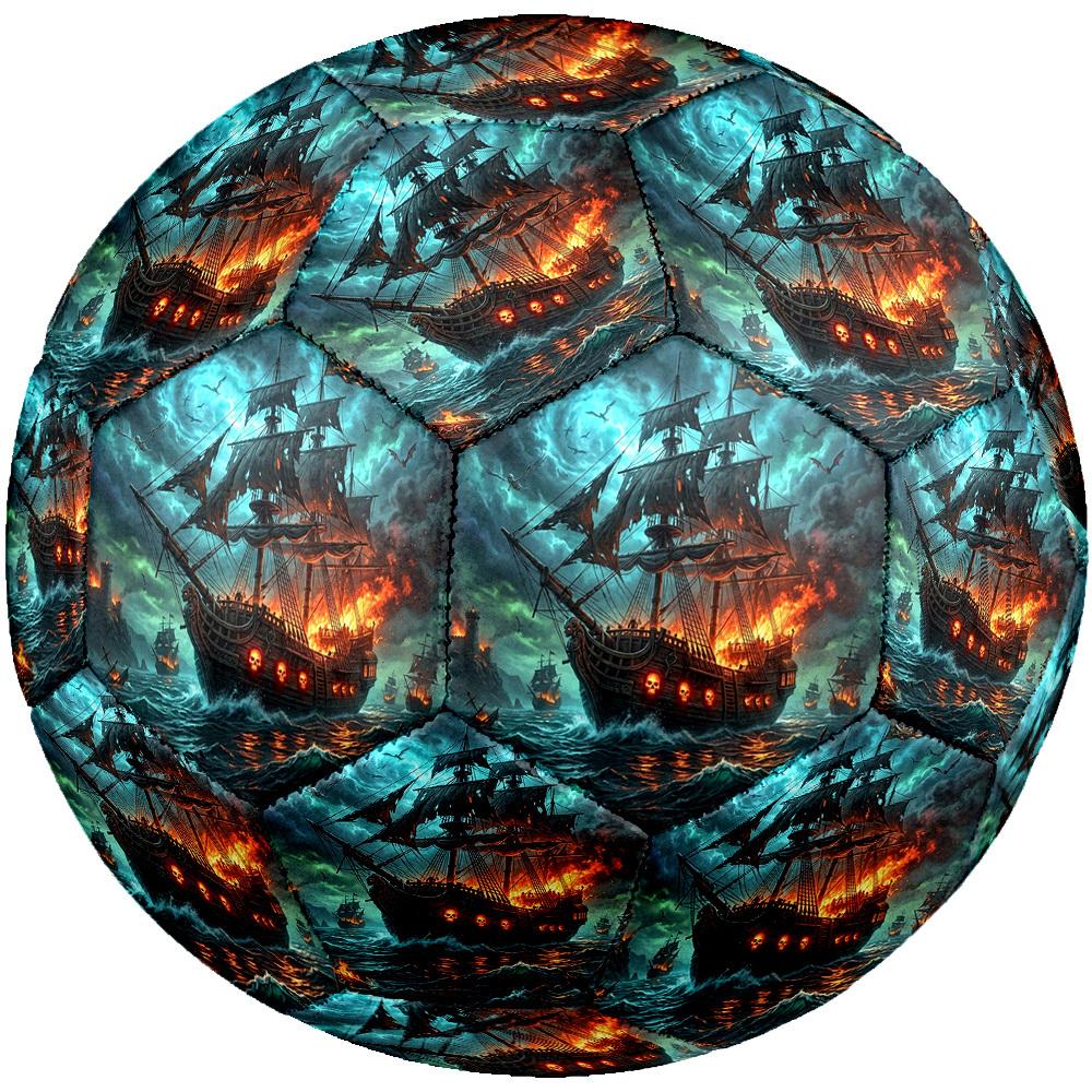 1pc Pirate Ship Storm Theme Soccer Ball Football, Size 5, Lightweight PVC, Outdoor Training Soccer Ball,Sports Gift T61413