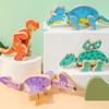 Fun and Interactive Wooden Dinosaur Building Blocks Toy,Detachable DIY Building Blocks for Ages 6/12, Multiplayer Play, Hand-Eye Coordination Skills