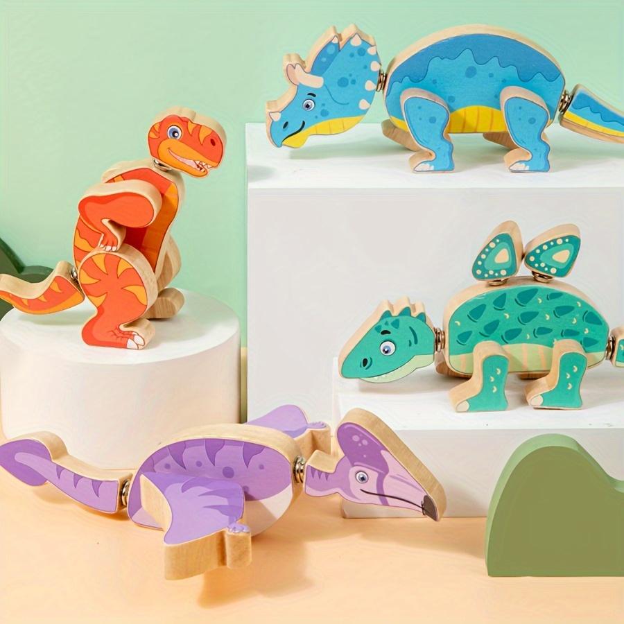 Fun and Interactive Wooden Dinosaur Building Blocks Toy,Detachable DIY Building Blocks for Ages 6/12, Multiplayer Play, Hand-Eye Coordination Skills