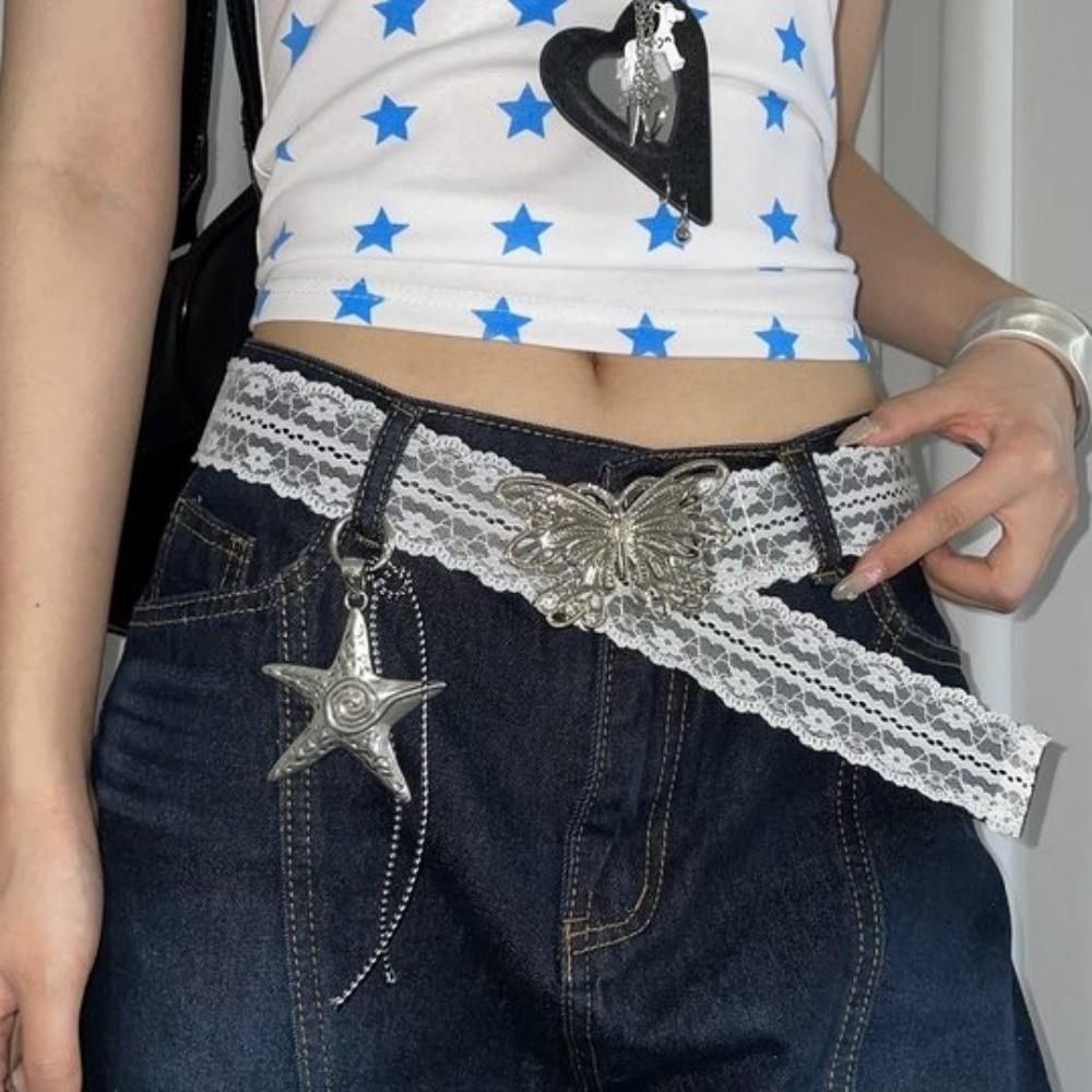 Korean Style Lace Waistband Elegant Dress Jeans Belt Unique Butterfly Waist Belt  Spicy Girls