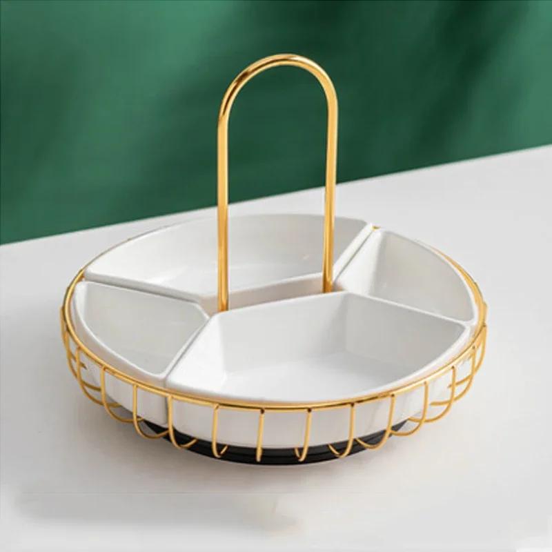 Rotatable Ceramic Fruit Tray Household Dining Table Dry Living Room Coffee Assortment Snack