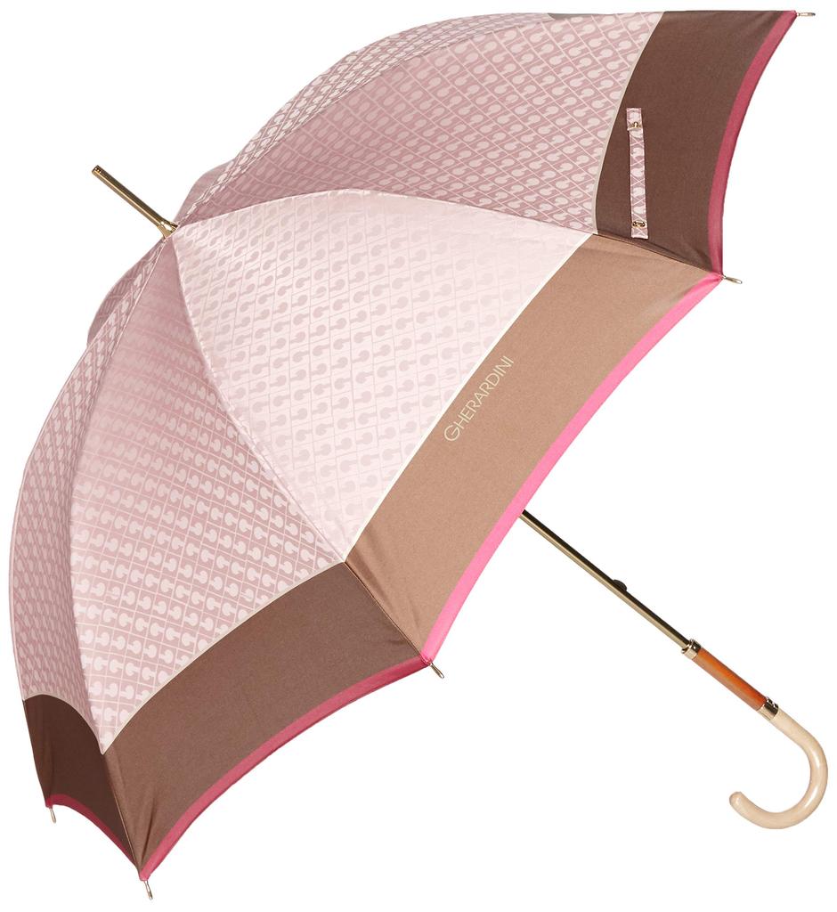 AURORA 1GD Logo Jacquard Long Umbrella in Pink Japan Ribs 60cm [GHERARDINI] 11001-01G Yarn-dyed Hand-opening (Made Japan) Women's (FREE Size)