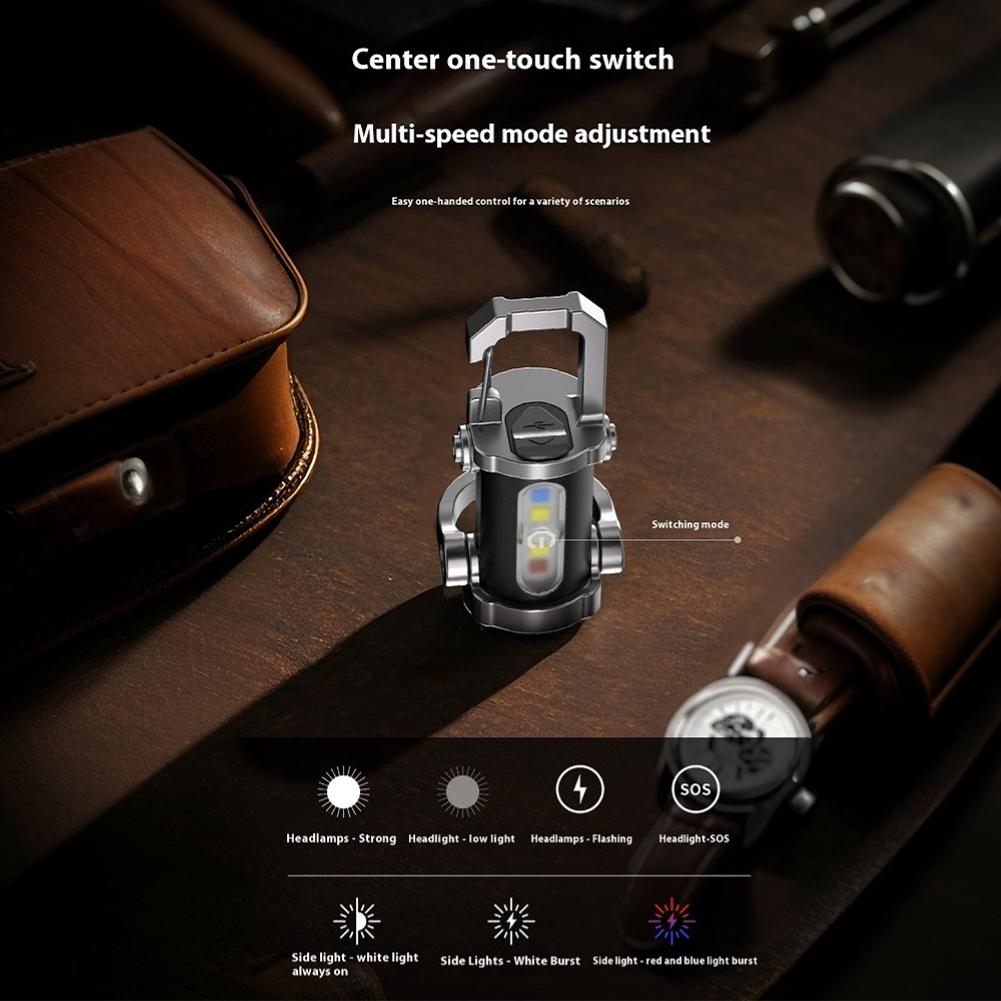 Mini Flashlight 7 Gear Pocket Flashlight Type-C USB Rechargeable Ultralight Camping Flashlight Waterproof for Outdoor Emergency
